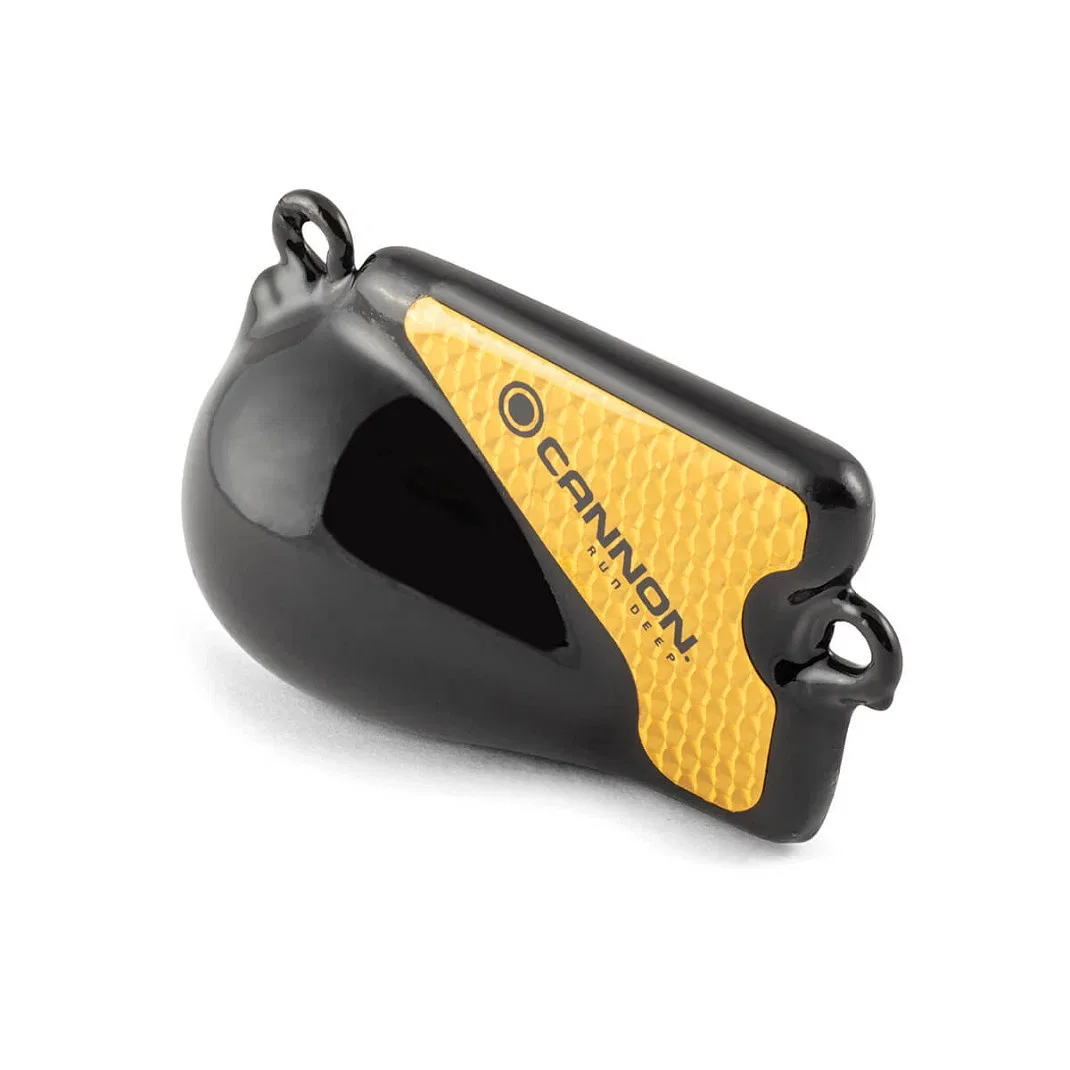 2295002 – CANNON Downrigger Weight, Round Shape 4 Pound Flash Weight Vinyl Coated Black With Reflective Prism Tape On...
